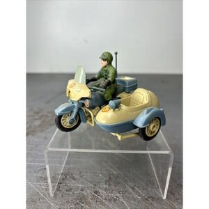 Vintage Motorcycle & Sidecar Toy Military Patrol Car With Figure New Ray